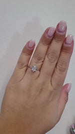 Load and play video in Gallery viewer, 1.00ct Elongated Hexagon Ring, Hexagon Solitaire Engagement Ring, Bridal Ring, 6 Claw Long Hexagon Ring, Sterling Silver with Vermeil