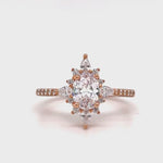 Load and play video in Gallery viewer, Starburst Engagement Ring Ring, Vintage Dainty Ring, Star Ring, Art Deco, Flower Cluster Anniversary Ring