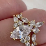 Load and play video in Gallery viewer, 1.00ct Marquise Ring Set, Art Deco Marquise Engagement Ring Set, Bridal Marquise Ring Set, Wedding Set, Sterling Silver with Vermeil