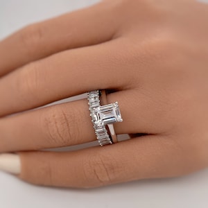 1.75ct Emerald Cut Engagement Ring Set