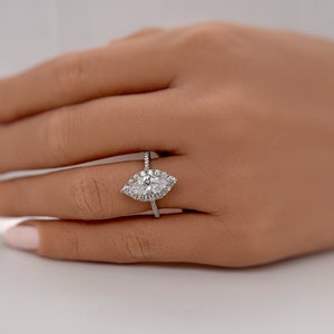 1.50ct Marquise Halo Moissanite Engagement Ring