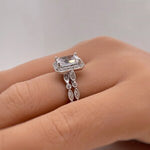 Load image into Gallery viewer, 2.00ct Emerald Cut Art Deco Engagement Ring Set
