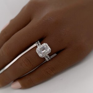 2.00ct Emerald Cut Art Deco Engagement Ring Set