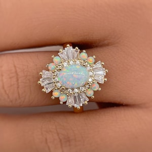 Opal Art Deco Engagement Ring