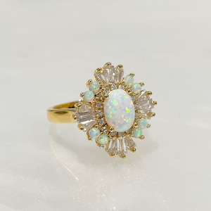 Opal Art Deco Engagement Ring