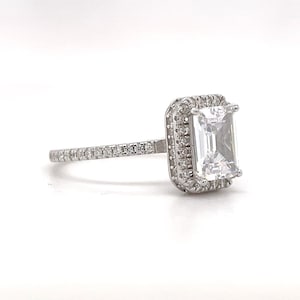 Emerald Cut Halo Engagement Ring