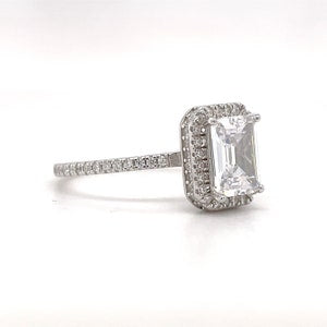 1.75ct Moissanite Emerald Cut Halo Engagement Ring