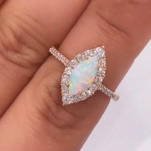 1.50ct Marquise Halo Moissanite Engagement Ring