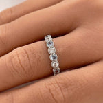 Load image into Gallery viewer, Aquamarine and Diamond Bezel Eternity Band
