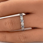 Load image into Gallery viewer, Aquamarine and Diamond Bezel Eternity Band
