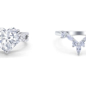 3 Ring Set 3.00ct Heart Engagement Ring Set