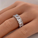 Load image into Gallery viewer, Large Emerald Diamond Eternity Band
