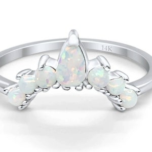 14k Curved Opal Band, Fitted Opal Ring