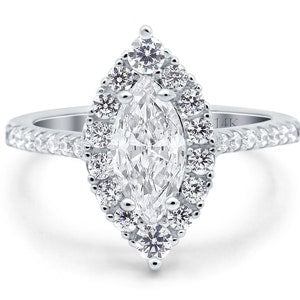 1.50ct Marquise Halo Moissanite Engagement Ring