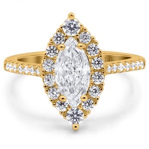 1.50ct Marquise Halo Moissanite Engagement Ring