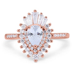 14k Art Deco Cluster Engagement Ring