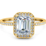 Load image into Gallery viewer, 1.75ct Moissanite Emerald Cut Halo Engagement Ring
