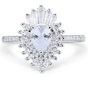 14k Art Deco Cluster Engagement Ring