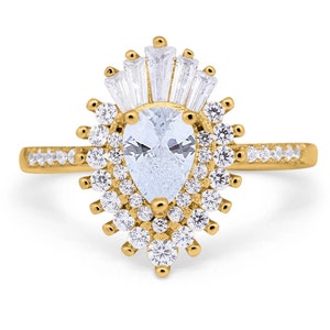 14k Art Deco Cluster Engagement Ring