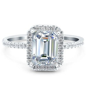 1.75ct Moissanite Emerald Cut Halo Engagement Ring