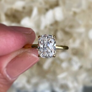 2.50 Elongated Cushion Cut Moissanite Engagement Ring