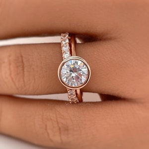 2.00ct  Bezel Engagement Ring Set