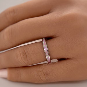 Pink Fire Opal Eternity Band