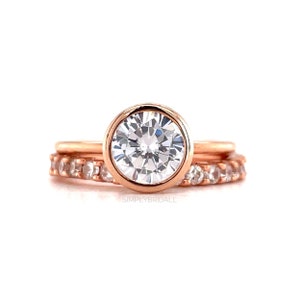 2.00ct  Bezel Engagement Ring Set