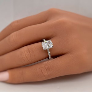 2.50 Elongated Cushion Cut Moissanite Engagement Ring