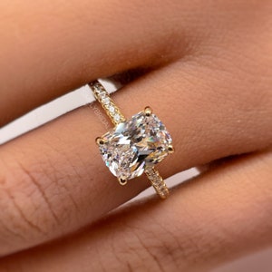 2.50 Elongated Cushion Cut Moissanite Engagement Ring