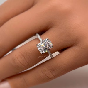 2.50 Elongated Cushion Cut Moissanite Engagement Ring