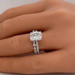 2.50 Elongated Cushion Cut Moissanite Engagement Ring