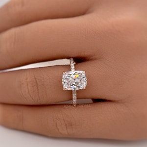 2.50 Elongated Cushion Cut Moissanite Engagement Ring