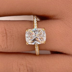 2.50 Elongated Cushion Cut Moissanite Engagement Ring