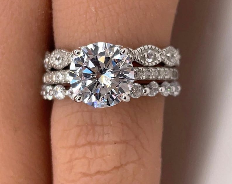 2.00ct Art Deco Engagement Ring Set