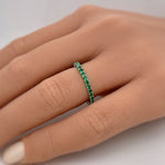 Load image into Gallery viewer, Green Emerald Eternity Band
