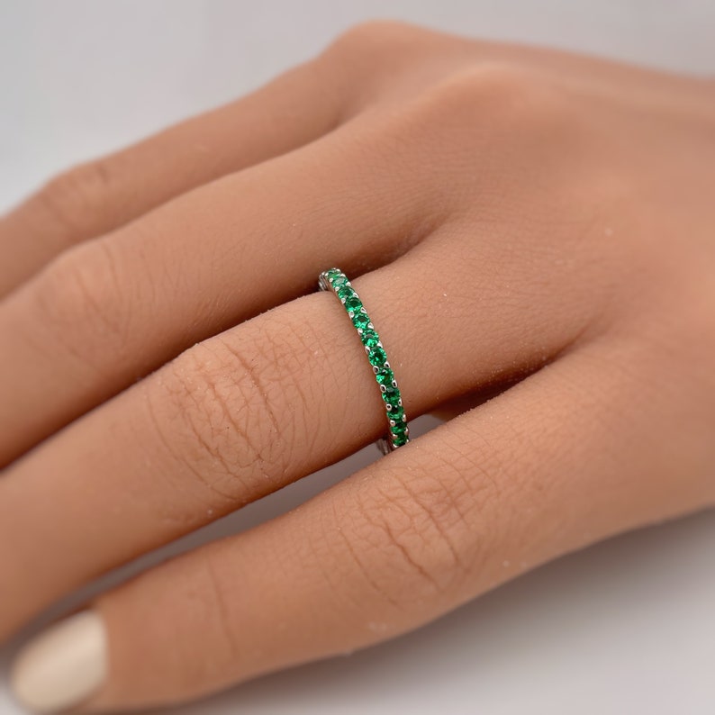 Green Emerald Eternity Band