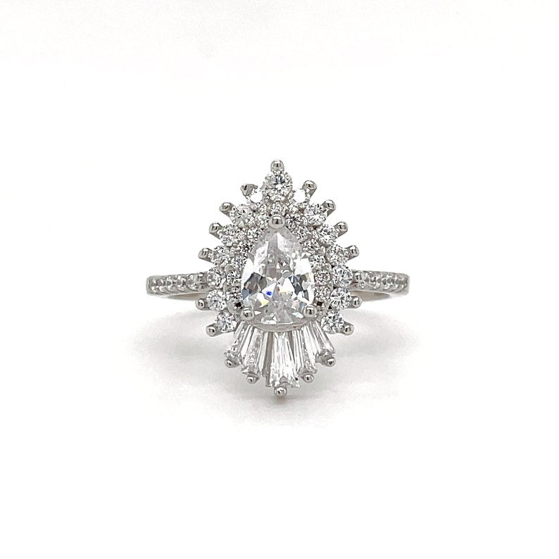 14k Art Deco Cluster Engagement Ring