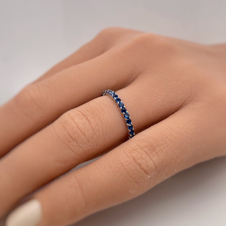 Blue Sapphire Eternity Band