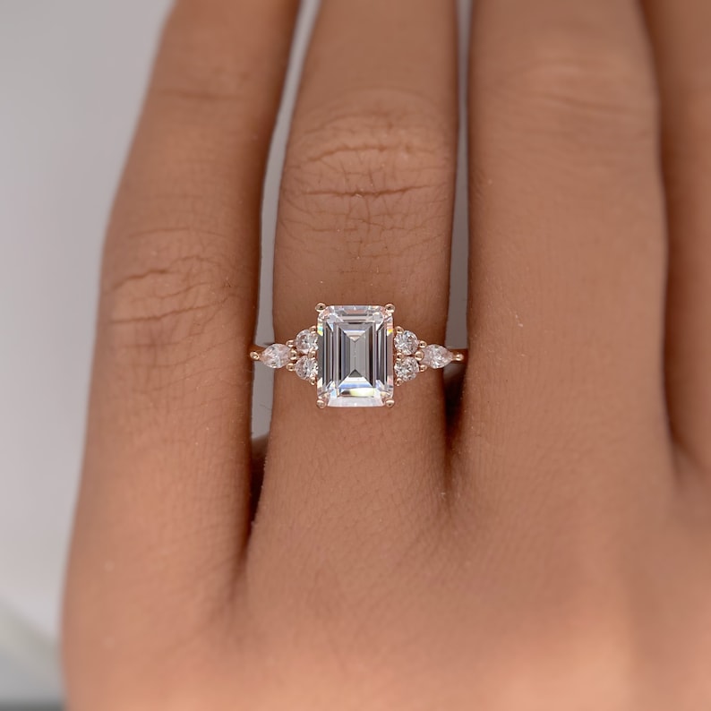 1.75ct Emerald Cut Moissanite Engagement Ring