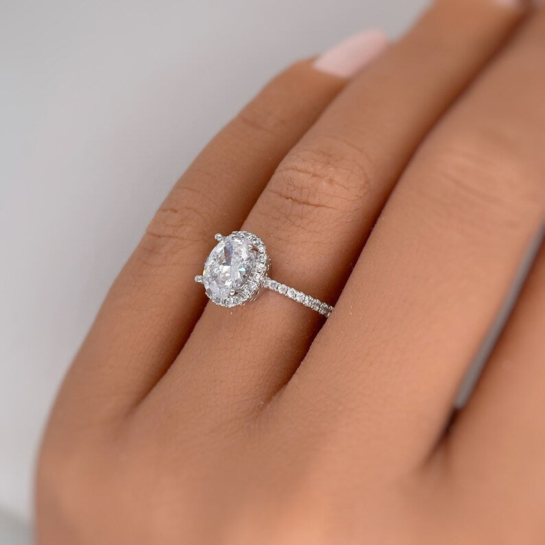 1.25ct Oval Hidden Halo Engagement Ring