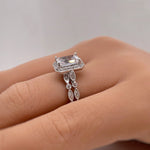 Load image into Gallery viewer, 2.00ct Emerald Cut Art Deco Engagement Ring Set
