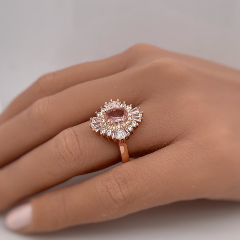 Oval Morganite 14K Art Deco