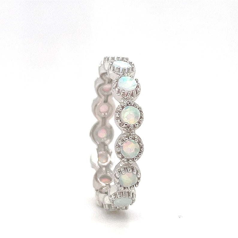 Opal Eternity Band, Opal Bezel Set Band