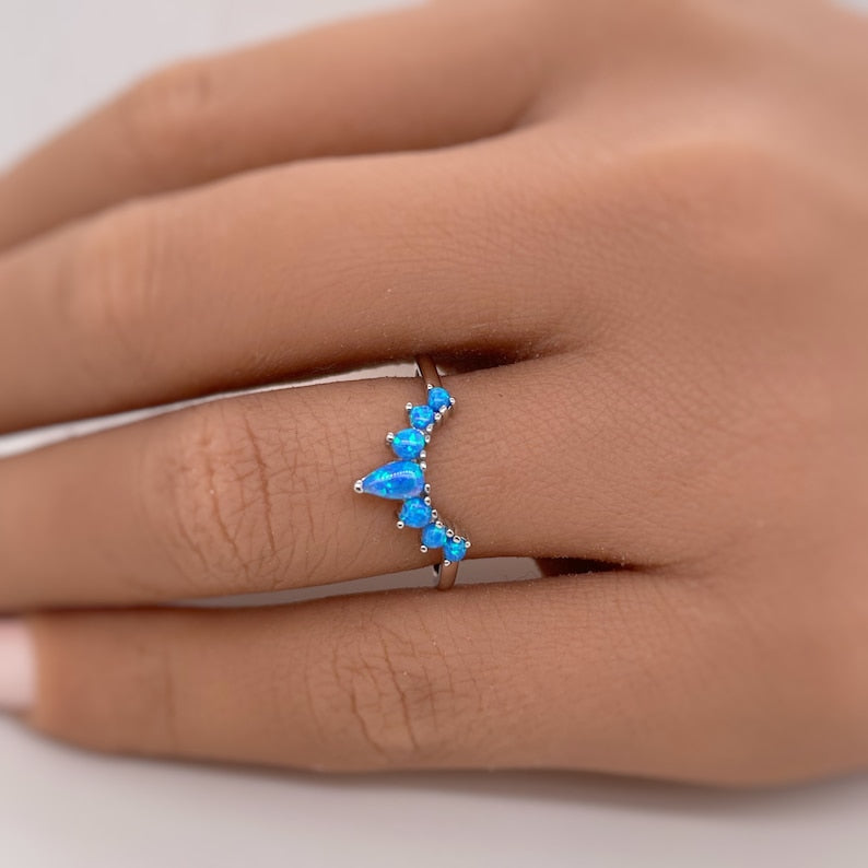 Curved Blue Opal Band