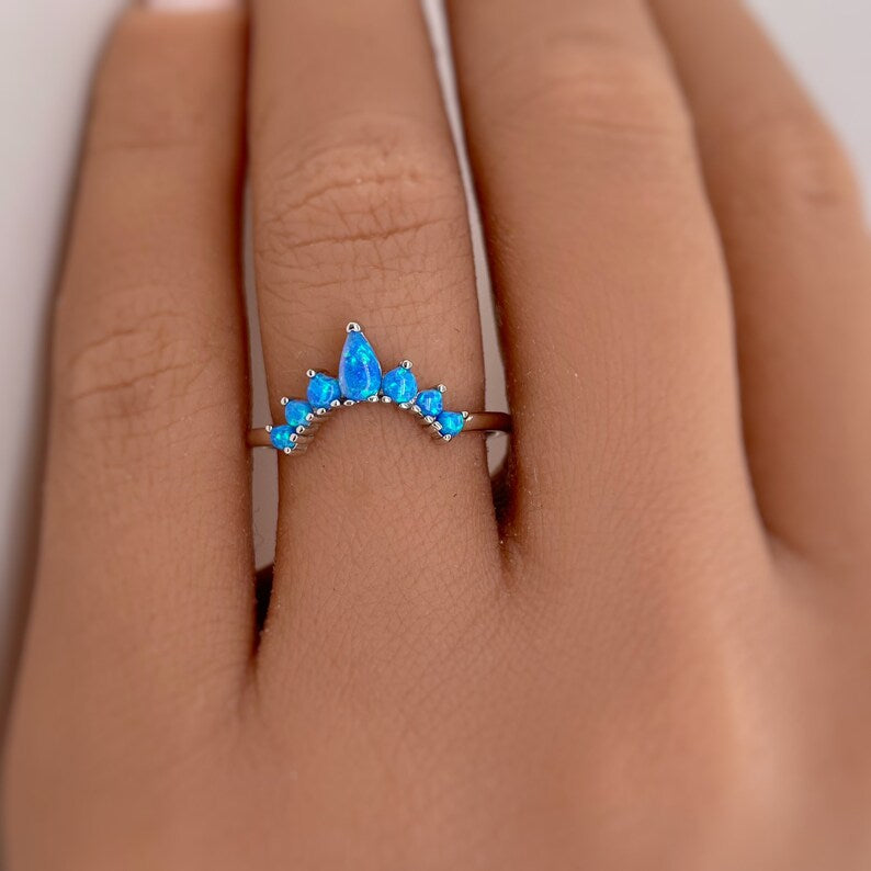 Curved Blue Opal Band