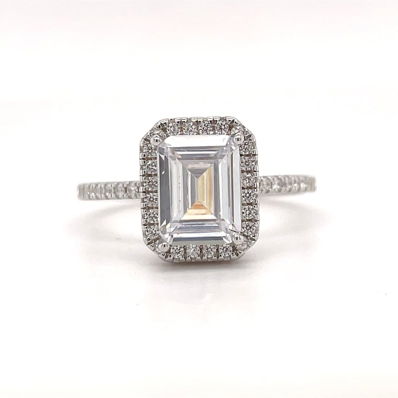 Emerald Cut Halo Engagement Ring