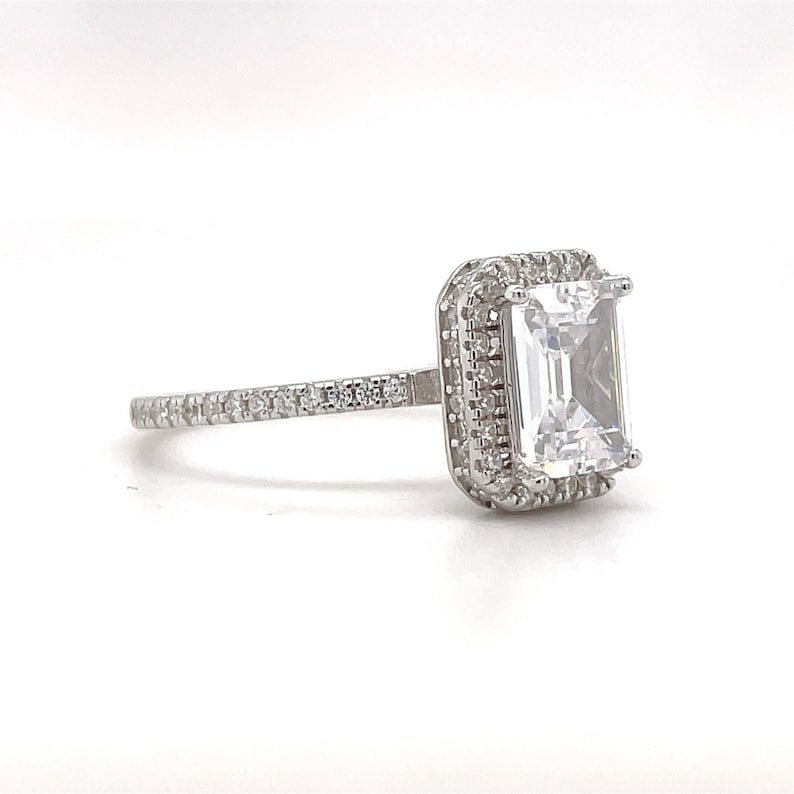 Emerald Cut Halo Engagement Ring