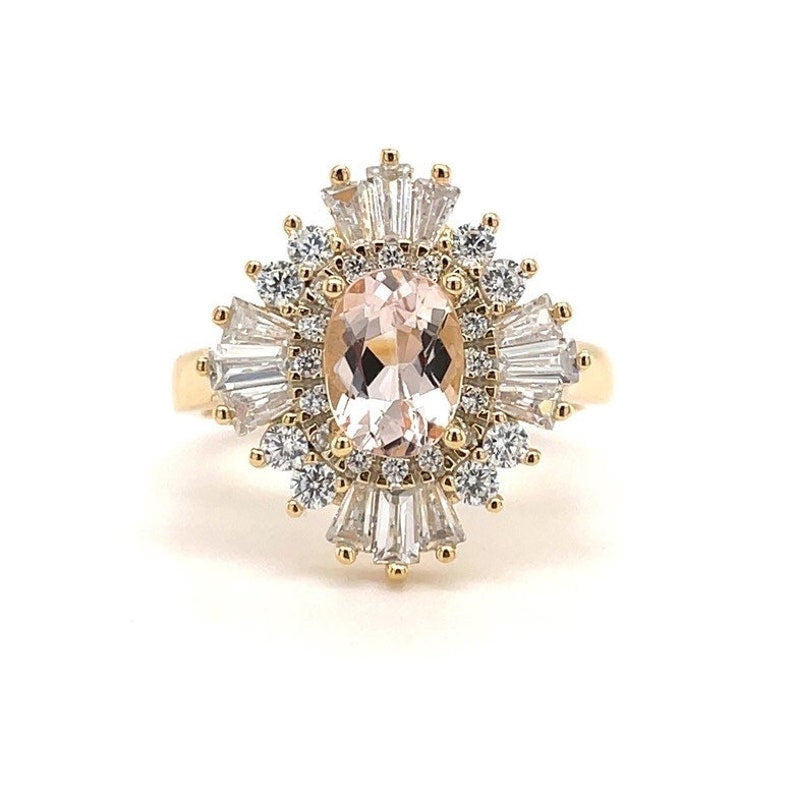 Oval Morganite 14K Art Deco