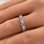 Load image into Gallery viewer, Aquamarine and Diamond Bezel Eternity Band
